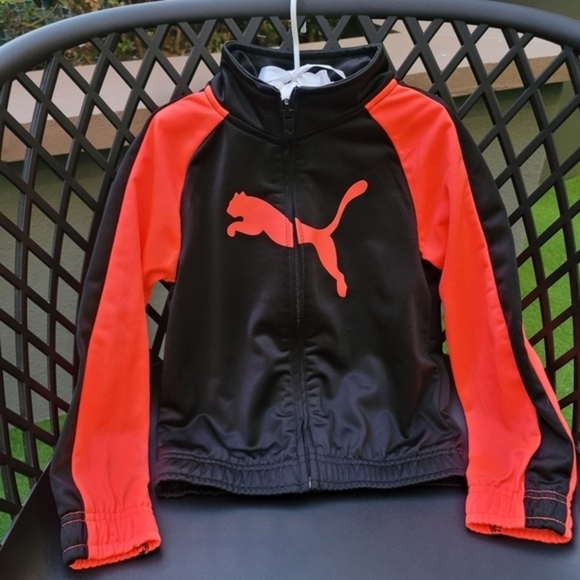 PUMA Kids Zip-Up Track Jacket in Black & Salmon – Little Legend Edition 4T - Picture 1 of 11
